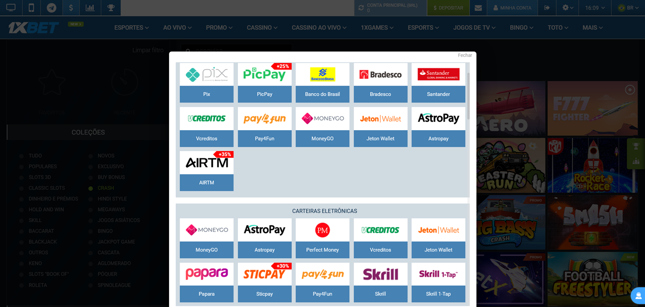 Métodos de Pagamento de 1xbet